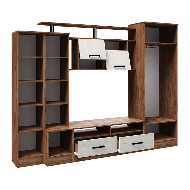 Гостиная Оскар-5 (1920х2500х450) дуб крафт табачный/дуб крафт белый - Вид 2