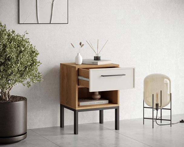 Тумбочка с верхним ящиком Nicole арт NEM11 Белый - Вид 2