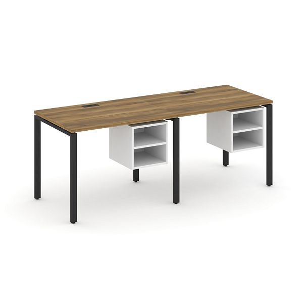 Concept Рабочая станция односторонняя с подвес. тумбами 2 места CN.ORS-105 Сандал Янтарный/Белый Бриллиант/Металл Черный 1960*720*750 - Вид 1