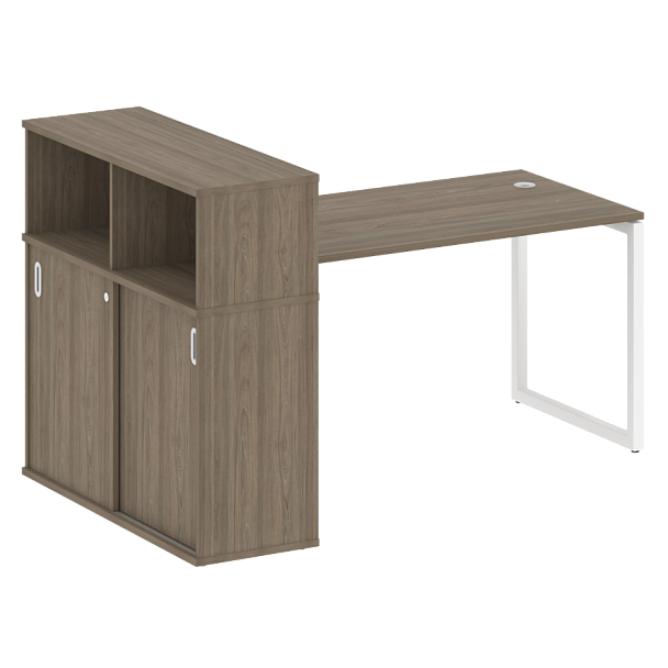 Metal System Quattro Стол письменный с шкафом-купе на О-образном м/к 40БО.РС-СШК-3.3 Т Вяз/Белый металл 1810*1120*1098 - Вид 1