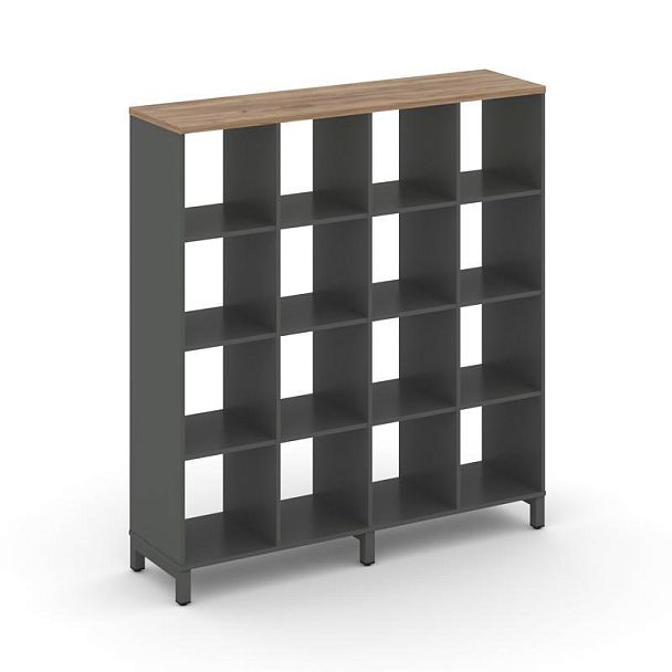 Style Project Каркас стеллажа 4 яр. SN.KS-440 Антрацит/Дуб Табак/Металл Антрацит 1488*400*1615 - Вид 1