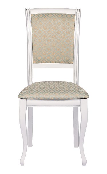 Обеденная группа стол Арей 140(180)х80х76 Белый с серебряной патиной и 4 стула Арктос Белый с серебряной патиной/Бирюзовый жаккард - Вид 8