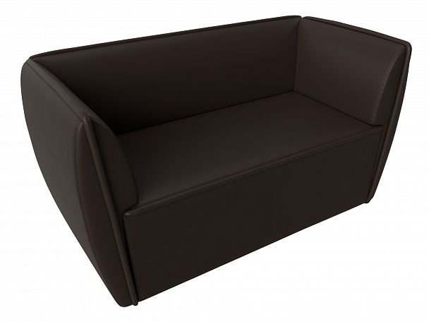 Прямой диван Бергамо 2-х местный (полностью экокожа коричневая) - Вид 5
