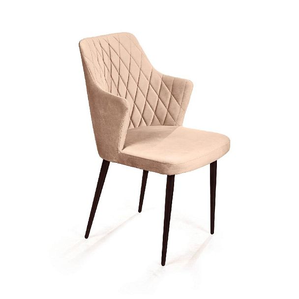 Стул с подлокотниками Hunt ромб, бархат бежевый 5 / чёрный конус - Вид 1