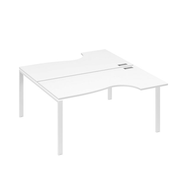 Станция на каркасе UNO (2х160) столы Классика A4 А4 Б1 185 БП белый премиум / металлокаркас белый - Вид 1