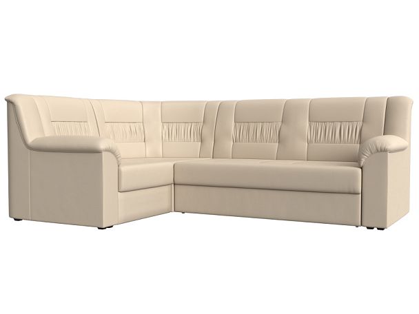 Угловой диван Карелия левый угол (полностью экокожа бежевая) - Вид 1