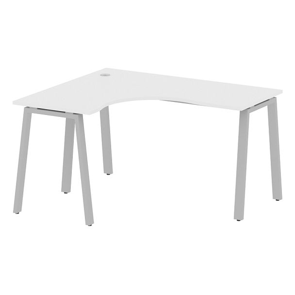 Metal System Стол криволинейный левый на А-образном м/к БА.СА-3 (L) Белый/Серый металл 1400*1200*750 - Вид 1