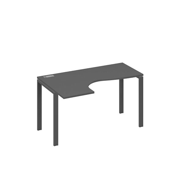 Стол эргономичный левый "Классика" на металлокаркасе UNO A4 А4 Б1 033 БП антрацит премиум / металлокаркас антрацит - Вид 1