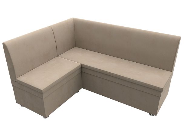 Кухонный угловой диван Уют левый (полностью велюр бежевый) - Вид 5