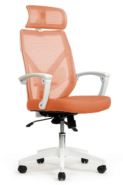 Кресло OLIVER W-203AC Белый пластик/Оранжевая сетка - Вид 2