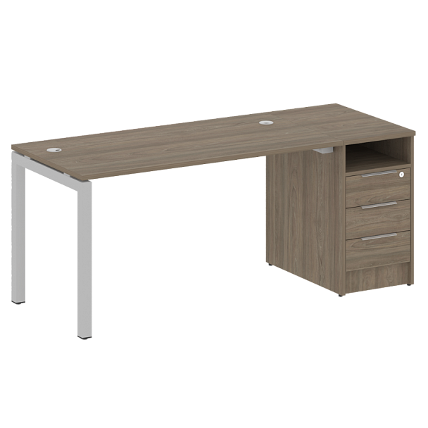 Metal System Quattro Р. ст. с тумбой на П-образном м/к 50БП.РС-СТП-1.3 Вяз/Серый металл 1812*720*750 - Вид 1