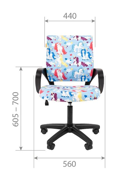 Кресло CHAIRMAN KIDS 103 LT, пластик черный, ткань велюр, принт НЛО - Вид 4