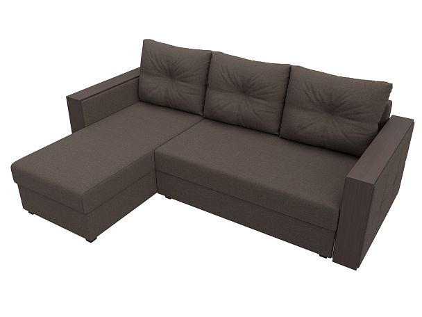 Диван угловой Валенсия Лайт левый угол Рогожка коричневый - Вид 5