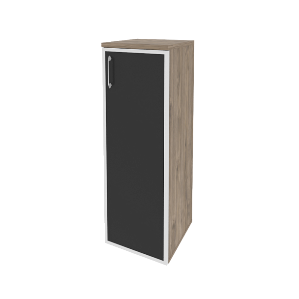 Onix Шкаф средний узкий правый O.SU-2.4 R (R) black Тиквуд темный/Стекло black 400*420*1207 - Вид 1