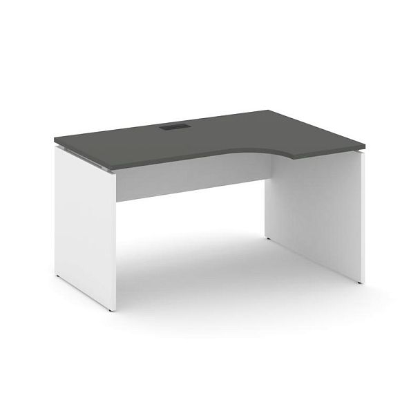 Стайл Проджект Стол рабочий эргоном. SN-D.SPA-001(R) Антрацит NEW/Белый/Черная Заглушка 1380*600/980 - Вид 1