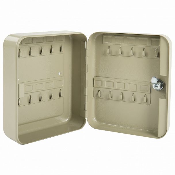 Шкафчик (Ключница) на 20 ключей BRAUBERG, 200х160х80 мм, с замком, +20 брелоков, серый, 290337 - Вид 3