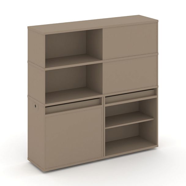 Estetica Набор №17. Тумба двойная+высокая надставка ES.NB.2V-17 Латте 1500*410*1520 - Вид 1