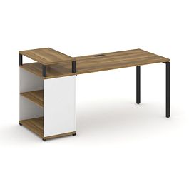 Concept Стол рабочий с опорным стеллажом с верх. горизонтом  CN.SP-207 Сандал Янтарный/Белый Бриллиант/Металл Черный 1800*720*917 - Фото предпросмотра
