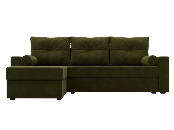 Диван угловой Верона Лайт угол левый (полностью вмикровельвет зеленый) - Вид 2