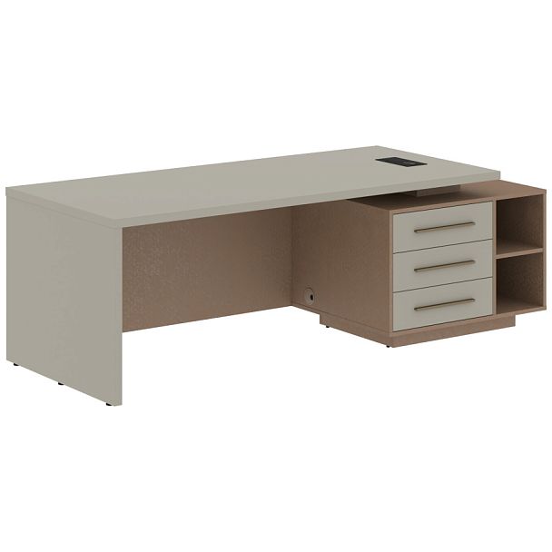 Стол руководителя с тумбой VCT 2390(R) Аметист/Бронза браш/Кобра 2300х900х750 VELION - Вид 1