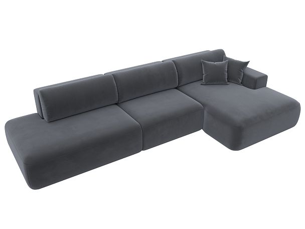 Диван угловой Лига-036 Модерн Лонг правый угол Велюр серый - Вид 5