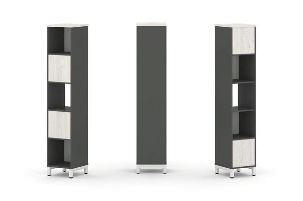 Стайл Проджект Набор стеллажа 2-х сторон., 5 яр. SN.NSD-511 Антрацит/Дуб Наварра/Металл Белый 387*40 - Вид 1