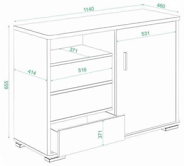 Тумба комбинированная Домино ТБ-45 Белый - Вид 2