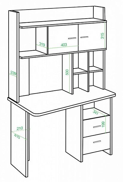 Стол компьютерный Домино Lite СКЛ-Трап120+НКЛХ-120 Шамони левый - Вид 2