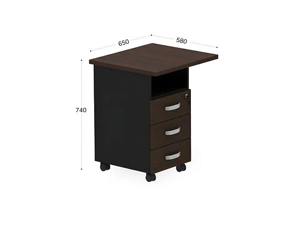 БЕРЛИН / BERLIN Тумба приставная левая 650х580х740 Венге/Черный - Вид 2