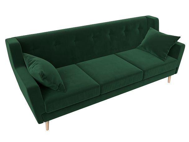 Прямой диван Брайтон 3 (полностью велюр зеленый) - Вид 5