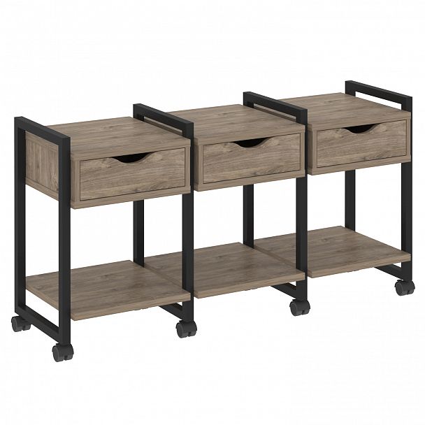 Тумба на колесах наборная "Loft" VR.L-TN-4.K тиквуд темный/черный - Вид 1