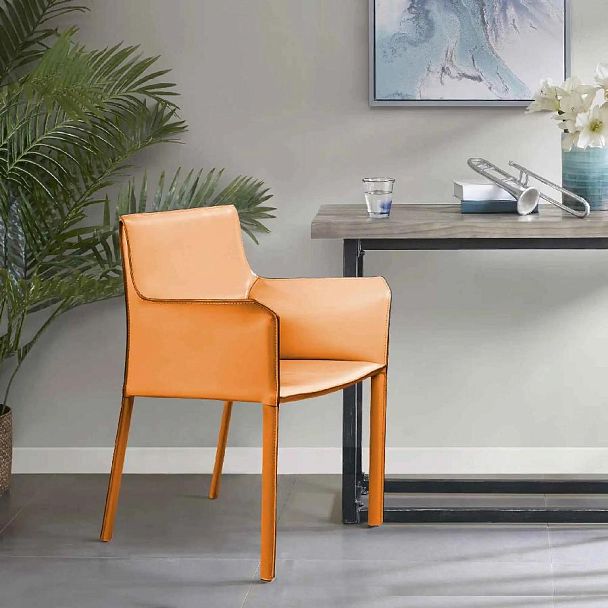 Стул с подлокотниками Barrie, кожа camel - Вид 4