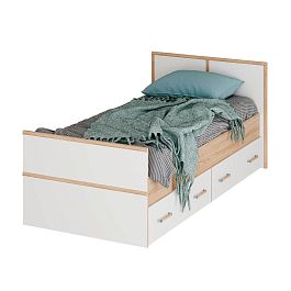 "Сакура" кровать 0,9м LIGHT (1050х860х2034) дуб сонома/белый - Фото предпросмотра