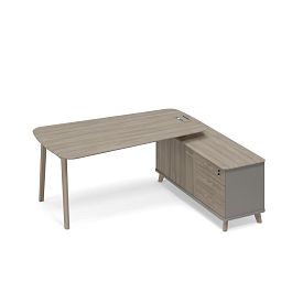 Стoл руководителя на опорной тумбе правый (тип 3) WOOD Time wood ТМ В2 116 ВЛ ВЛ ВЛ мокко премиум (корпус) / вяз либерти (столешница, топ, фасад) - Фото предпросмотра