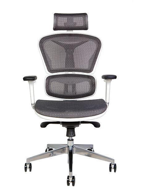 Кресло офисное / Hero white / белый пластик / серая сетка - Вид 2