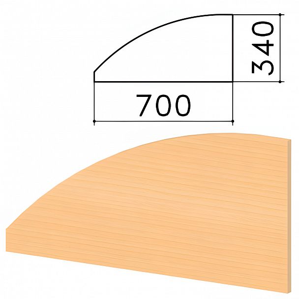 Экран-перегородка "Монолит", 700х16х340 мм, БЕЗ ФУРНИТУРЫ (код 640237), бук бавария, ЭМ23.1 - Вид 2