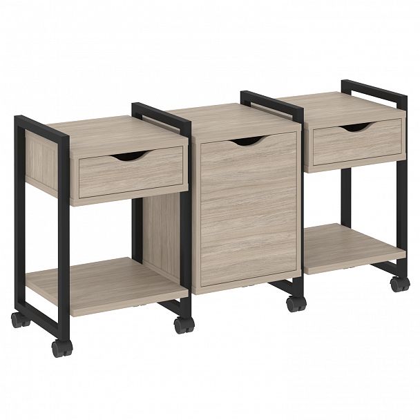 Тумба на колесах наборная "Loft" VR.L-TN-6.K дуб аттик/черный - Вид 1