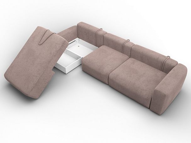 Диван угловой Лига-066 НПБ Лонг угол левый Велюр бежевый - Вид 6