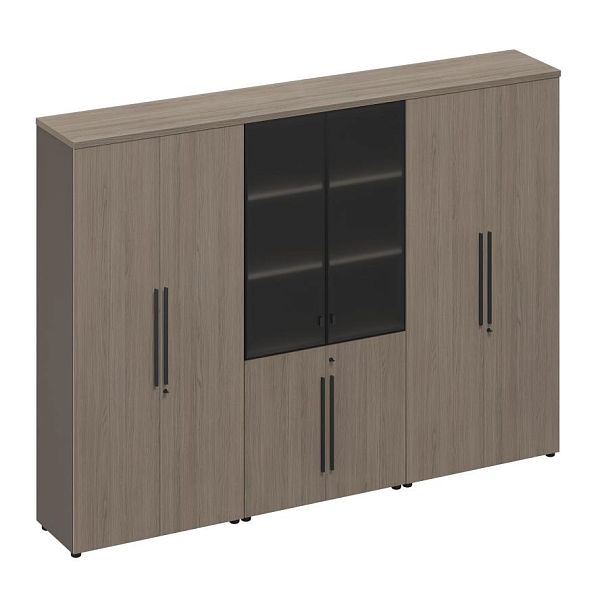 Шкаф комбинированный (одежда-стекло-закрытый) U.RUS РС 326 ДЧ/ЛС дуб виченца/лава серая - Вид 1