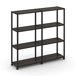 Shelf Mobile Стеллаж 4 уровня 2 секции VR.LT-STK-411.10 Дуб Мали/Металл Черный 1970*400*1523 - Фото предпросмотра