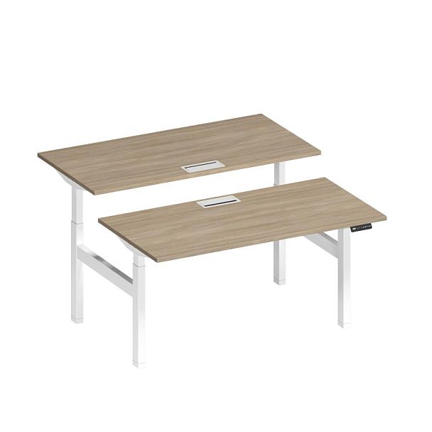 Рабочая станция на электроприводе с заглушками Elevo А2 БГ 103 ДК дуб скандинавский / белый гладкий - Вид 1