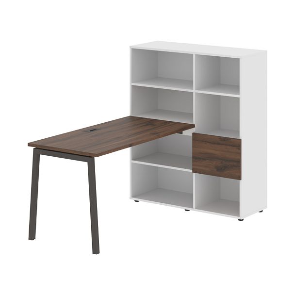 Стол-стеллаж ELRST 1113 Дуб Денвер тёмный/Мокко/Белый 1790х1120х1355 EDIS - Вид 1