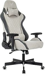 Кресло игровое Knight Regal Fabric светло-серый/серый искусственная замша крестов. металл - Фото предпросмотра