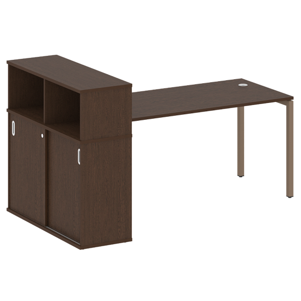 Metal System Quattro Стол письменный с шкафом-купе на П-образном м/к 40БП.РС-СШК-3.4 Т Венге/Мокко металл 2010*1120*1098 - Вид 1