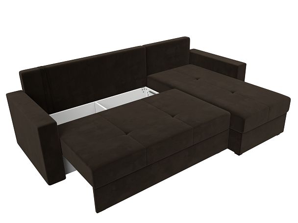 Диван угловой Верона Лайт угол правый (полностью вмикровельвет коричневый) - Вид 7