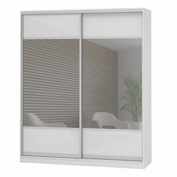 Шкаф Дерби 1965 ЗР- ЗР "Шкафы-купе" ПК-ДЕБ-Ш215Х197СЗ/1-В1-1085 белый - Вид 1