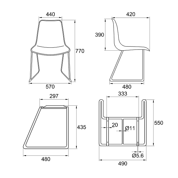 Стул Venezia (пруток) каркас хром, синий, РП+ИК, стопируемый - Вид 6
