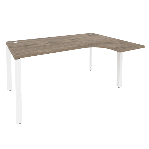 Onix Стол эргономичный правый на П-образном м/к O.MP-SA-4 (R) Тиквуд темный/Белый металл 1580*1180*750 (800/460) - Вид 1