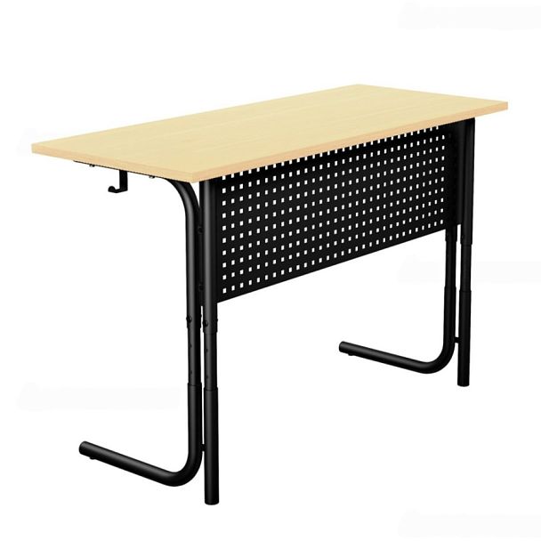 Стол ученический 100РП, 2-местный, регулируемый (экран-перфорация) на круглой трубе (м/к Коричневый, Серый, Черный), гр.5-7 - Вид 1