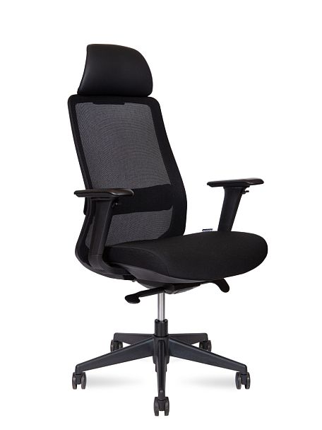 Кресло офисное / Como black / черный пластик / черная сетка / черная ткань - Вид 1